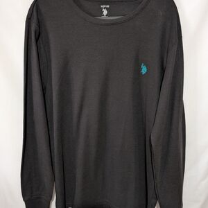 U.S. Polo Assn. Black Long Sleeve Tee with Blue Logo